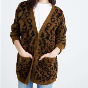 Madewell Jungle Cat Leopard Print Alpaca Blend Button Front Cardigan